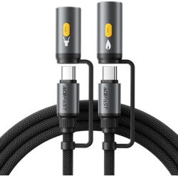 ACEFAST Cablu Multifunctional 4in1 Type-C/Lanterna LED la Type-C/Bricheta, 60W, 3A - (J4) - Black (KF2349379) - vexio