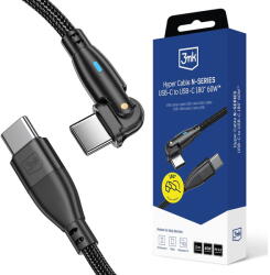 3mk Protection Cablu Alimentare Fast, USB-C, 180°, 60W, 2m - Hyper N-Series - Black (KF2360209) - vexio