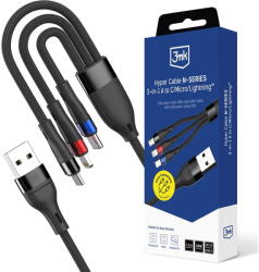 3mk Protection Cablu Alimentare 3in1, 18W, 1.2m - Hyper N-Series - Black (KF2360206) - vexio