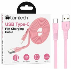  Cablu Lamtech USB la Type-C, 3A, 1m, culoare roz (PHA-5202021111825) - vexio