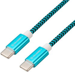 GoGEN Cablu pentru incarcare si transfer de date USB-C/USB-C, 1 m, impletitura textila, albastru (GOGUSBCC100MM26) - vexio