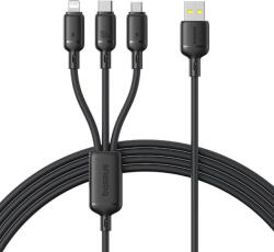 Baseus Cablu de Date USB to USB-C, Lightning, Micro-USB, 100W, 480Mbps, 1.5m - Black (KF2349575) - vexio