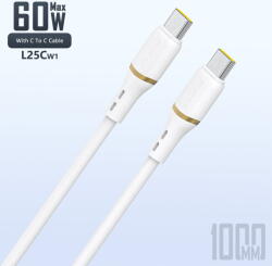 Dudao L25C USB-C - USB-C Silicone Cable 60W 1m - White (L25C-white) - vexio