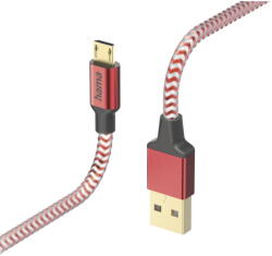 Hama 00201556 Reflective Charging Cable, USB-A - Micro-USB 1.5m Nylon red (T-MLX57707) - vexio