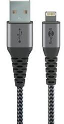 Goobay cable Lightning textile grey / silver 1, 0m - 49268 (49268) - vexio