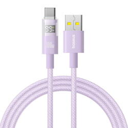 Baseus Cablu de Date cu Afisaj Digital, USB la Type-C, 100W, 2m - Nebula Purple (P10382701511-01) - vexio
