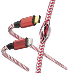 Hama 00201562 Reflective Charging Cable, USB-C - Lightning 1.5m Nylon red (T-MLX57710) - vexio