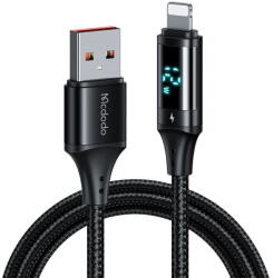 Mcdodo Cablu USB 2.0 to Lightning, 3A cu Display Digital Aluminiu, Nailon Impletit. 1.2m - Mcdodo (CA-1060) - Black (KF2358970) - vexio