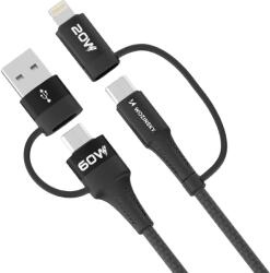 Wozinsky WNBAA 4in1 2x USB Type-C/USB-A/Lightning 60W 1 m Negru (5907769308819)