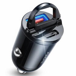 Ainope Incarcator auto USB + USB-C, PD 30W, negru (KF2349621)