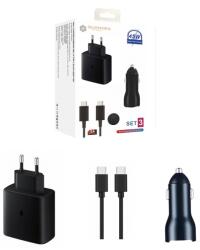 quandes Set 3 accesorii pentru samsung s21, s22, s23 Ultra, Incarcator PD USB-C 45W, Cablu incarcare USB-C-C 5A, Incarcator Auto PD USB-C 45W