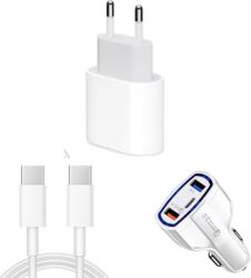 quandes Pachet, Incarcator Fast Charge Apple 20W pentru iPhone 15, 15pro, 15 Pro Max, Cablu de date 1m Type-C-C 60w, Adaptor fast auto 7A/35w