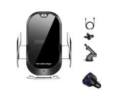 QUANDE Set incarcator auto fast wireless chargers, 15W, Automatic sensor, Incarcator auto fast 7A