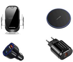 E-smartgadget Set 4 buc, Suport auto, Smart sensor, cu incarcator wireless, incarcare rapida 15W