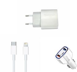  Pachet, Incarcator Fast Charge 20W pentru iPh 14, 13 pro, 12 Pro Max, Cablu de date 2m Type-C, Adaptor fast auto 7A