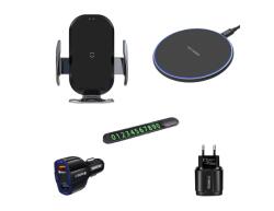 QUANDE Set 5 buc, Incarcator auto fast charge wireless chargers, 15W, QUANDEXL5, Automatic sensor, negru