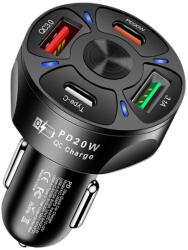 QUANDE Incarcator auto 38W, 6A, Quande, 4 porturi PD, QC 3.0, Incarcare rapida