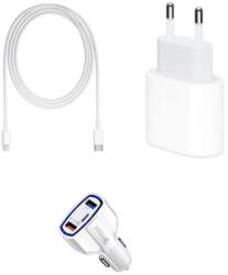 quandes Pachet, Incarcator Fast Charge 20W pentru iPhone 12, 12pro, 12 Pro Max +Cablu de date 2m Type-C-Lightning + Adaptor fast auto 7A