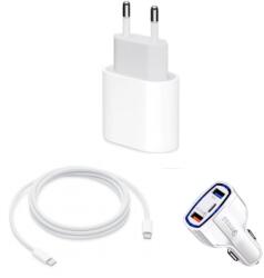 quandes Kit Incarcator 20W USBC- PD Fast Charge pentru iPhone 15pro, 15 Pro Max, Cablu de date Tesut 2 m Type-C-C 240w, Adaptor fast auto 7A/35w