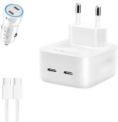 quandes Kit Incarcator Dual USB-C 40W Fast Charger, Cablu date USB-C-C 67W, 2M, incarcator auto Dual USB-C-C 60W, Compatibil cu iPhone16, 16 pro max, QUANDES®