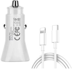 quandes Set Incarcator Auto Fast Charge 20W si Cablu de Date Fast Charge 1M Type-C-Lightning, Compatibil cu Apple iPhone 14 / 14 Pro / 14 Pro Max / 13 Pro / 13 Pro Max / 12 Pro / 12 Pro Max, QUANDES® - quande