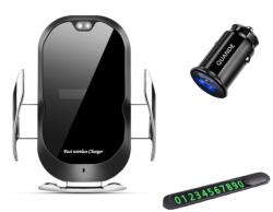 quandes Set format din 3buc, Incarcator auto suport Smart wireless Fast Charger 15W, QUANDES, Adapter auto 18w, 3.0, Suport auto afisaj numar de telefon pentru parcare temporara