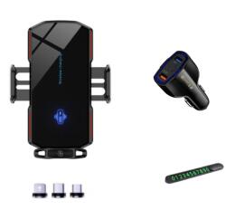 quandes Set 3 buc, Suport Auto cu incarcare Wireless 15W, Smart sensor, QNDS-5S, universal, Samsung, IPhone, xiaomi