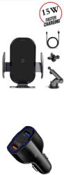 E-smartgadget Incarcator Wireless Auto, QI 15W, pentru iPhone 11, X Xs Max Samsung s10, s8, 9 +, 10, Note 10, 10+, 8, 9, Telefon incarcare rapida fara fir, +Incarcator auto fast 12v, 3, 5A