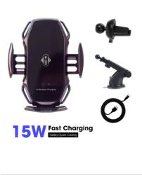 E-smartgadget Incarcator Wireless Auto, smart sensor, E-smartgadget P1B, FAST Charge, 10W pentru Iphone, Samsung Prindere grila ventilatie+ventuza, Negru, , New