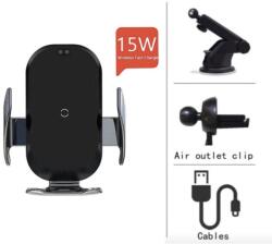 E-smartgadget Incarcator masina Wireless Super, FAST Charge, 15W pentru Iphone, Samsung Prindere grila ventilatie+ventuza, Universal, silver, New