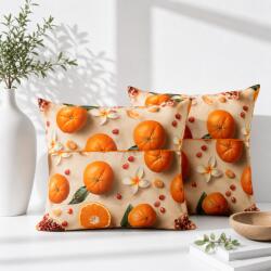 Kotonia Home Pachet 2 perne decor Kotonia Home - 50x50 cm, creton impermeabil 100% bumbac, cu umplutura puf siliconizat, imprimeu portocale si frangipani (004958)