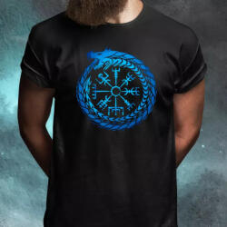 Magnolion Jormungandr Vegvisir rúna férfi póló (28221)