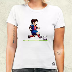 Magnolion Messi labdával pixelart női póló (594-N)