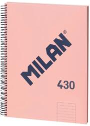 MILAN Тетрадка 1918, А4, широки редове, твърда корица, със спирала, 80 листа, розова (57142E80P)