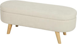 HOMCOM Bancă, Banchetă, Capăt de Pat, Spațiu de Depozitare 2 în 1 din Țesătură cu Picioare din Lemn, 110l x 40P x 43H cm, Crem | Aosom Romania (831-795V01CW)