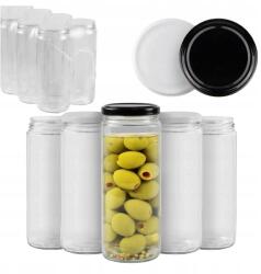 Bimberek 70 db-os hosszú, 500 ml-es befőttesüveg készlet fedővel, lekvárhoz, mézhez, savanyúságokhoz, fűszerekhez, fekete/fehér színben (ZES001731)
