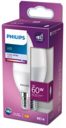 Philips LED fényforrás E14 60W gyertya, matt, hideg