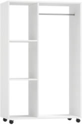 HOMCOM Kerekes Gardrób, mobil gardrób, ruhatartó, gurulós ruhatartó, 80 x 40 x 128 cm, fehér (831-078V92WT)