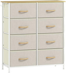 HOMCOM Hálószobai komód 8 szövettel bélelt fiókkal, acél merevítőkkel, fa felülettel, 86 x 30 x 94, 5cm, bézs (83D-064V02BG)