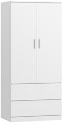 HOMCOM Hálószobai szekrény 2 ajtóval, 2 fiókkal, 3 rekesszel, fa, 80 x 55 x 177, 5 cm fehér (83D-123V90WT)