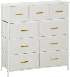 HOMCOM Szövetből készült komód, 9 fiókkal, acélváz, elegáns, sokoldalú, 100 x 30 x 99cm fehér (831-980V00CW)