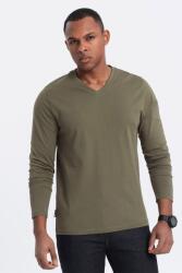 OMBRE OMBRE, V-nyakú pamutblúz, Khaki, L (OM-LSBL-0108-DARK-OLIVE-L)