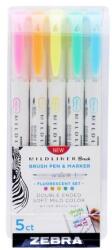 Zebra Markere, set, față-verso, ZEBRA "Mildliner Fluorescent", 5 culori, 5 buc