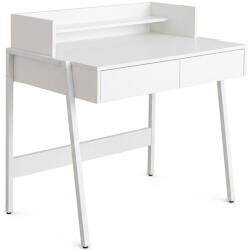 Brius Birou compact, MDF melaminat, cu 2 sertare si raft, cadru metalic, 78x48x95 cm, alb (AK-26994329)