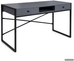 Brius Birou stil industrial, MDF melaminat, cu 2 sertare si raft, cadru metalic, 123x48x81 cm, gri grafit (AK-26968719)