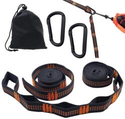 Connection Függőágy Rögzítő Heveder 2 m x 2, 5 cm 2 db Karabinerrel 300 kg Teherbírás Kempinghez Kerti Hintához Szabadtéri Használatra