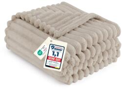 BEDSURE Kuscheldecke puha meleg flanel takaró kanapéra és ágyra, bordás kordbársony mintával, bézs, 150x200 cm