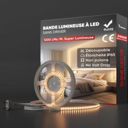 Shine Decor LED szalag 1 m, 220V-230V IP65 vízálló, SMD 2835 120 LED/m, ultra fényes világítás konyha és kert számára, meleg fehér, CE tanús