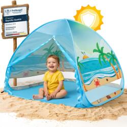 Strandknirpse Pop-Up Strandmuschel UV 50+ Védős Strand Sátor Gyerekeknek és Babáknak - Szélvédő, Hordozható, Cövekekkel