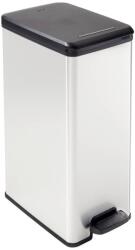 Keter Slim Bin pedálos szemetes 40L szürke fém hatású műanyag konyhai fürdőszobai irodai hulladékgyűjtő 39, 3x25x60, 7 cm újrahasznosított
